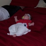 Sleeping baby. Evelynn sleeping on Matthew's bed.